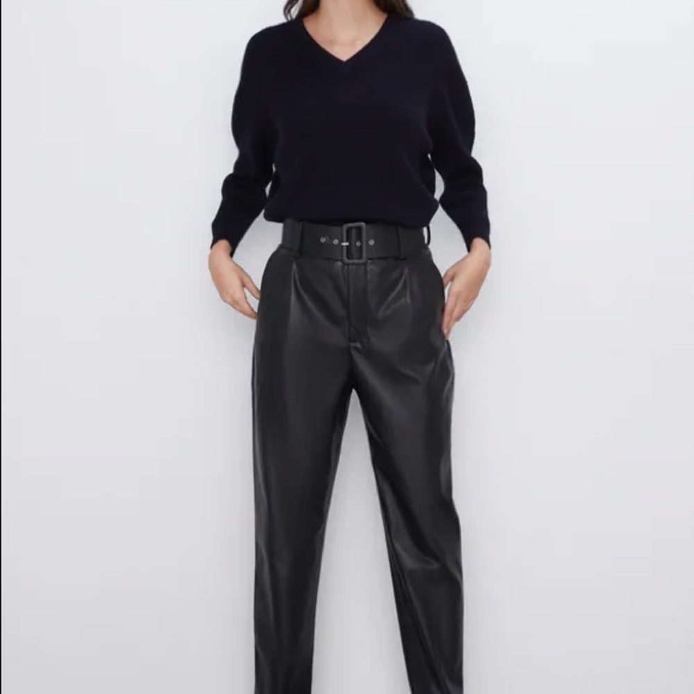 Zara faux high waist leather trousers